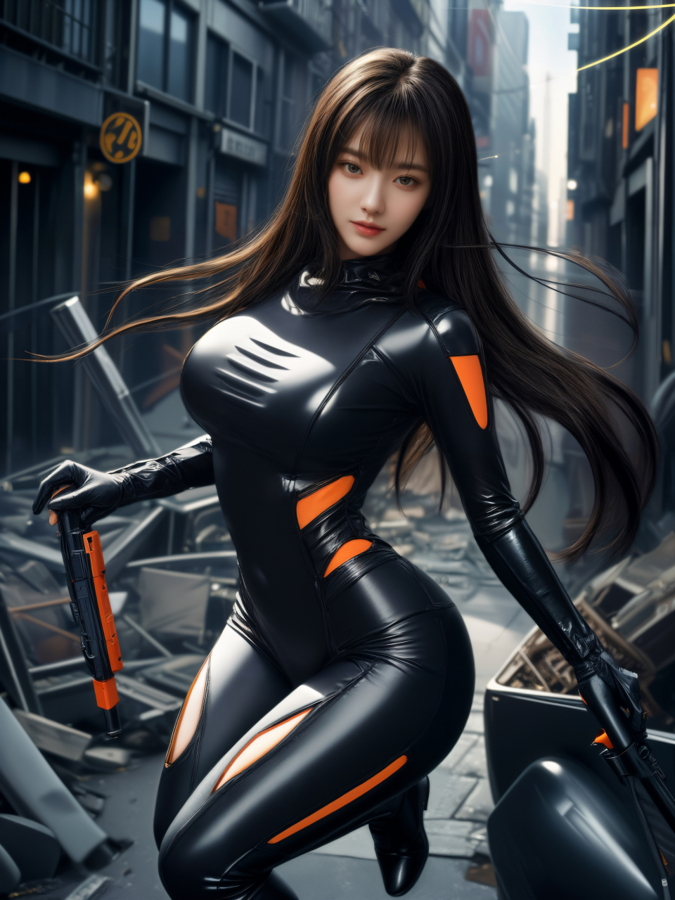 ai美女图片#每日ai美女秀	赛博朋克小姐姐身穿一身