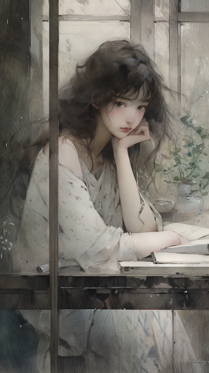 憔悴容颜隐秋水, 心事谁知难言明 #手机壁纸# #美女# #二次元#  #二