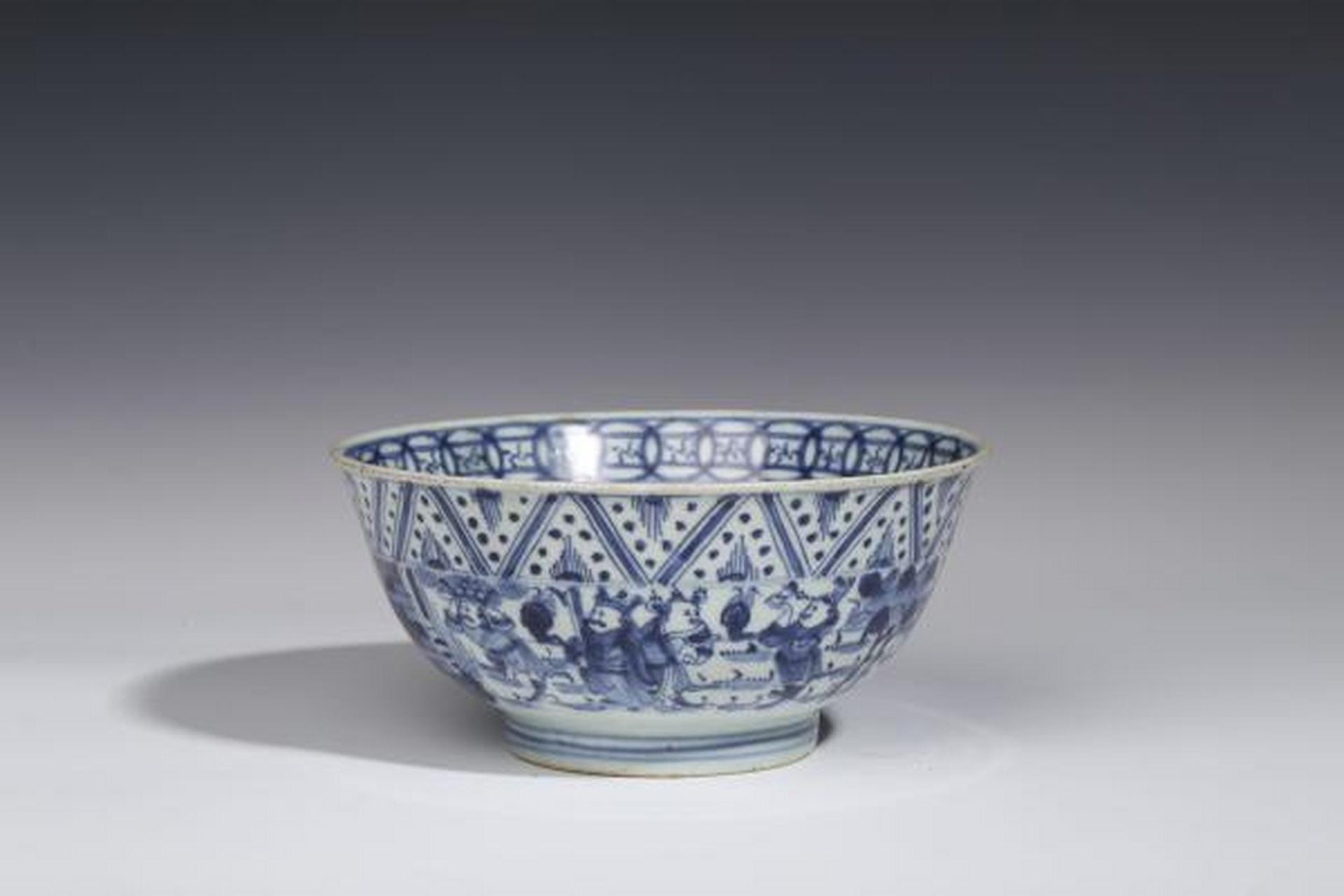 瓷器鉴赏# 91此件清雍正·青花八蛮进宝龙纹碗,口径18.6cm,高8.