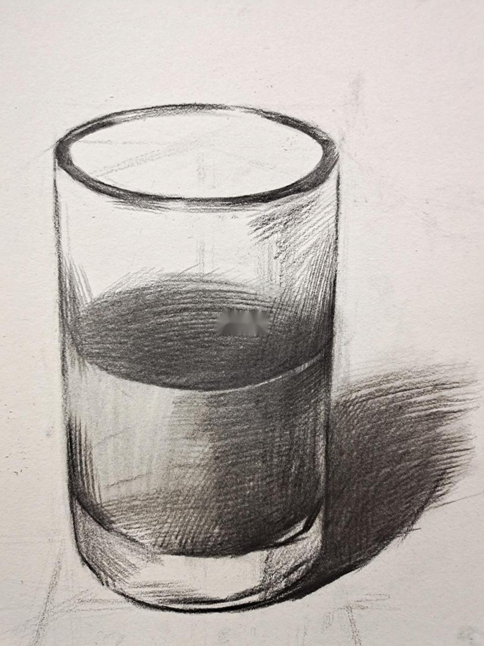 素描玻璃杯示范步骤,我不信你学不会?