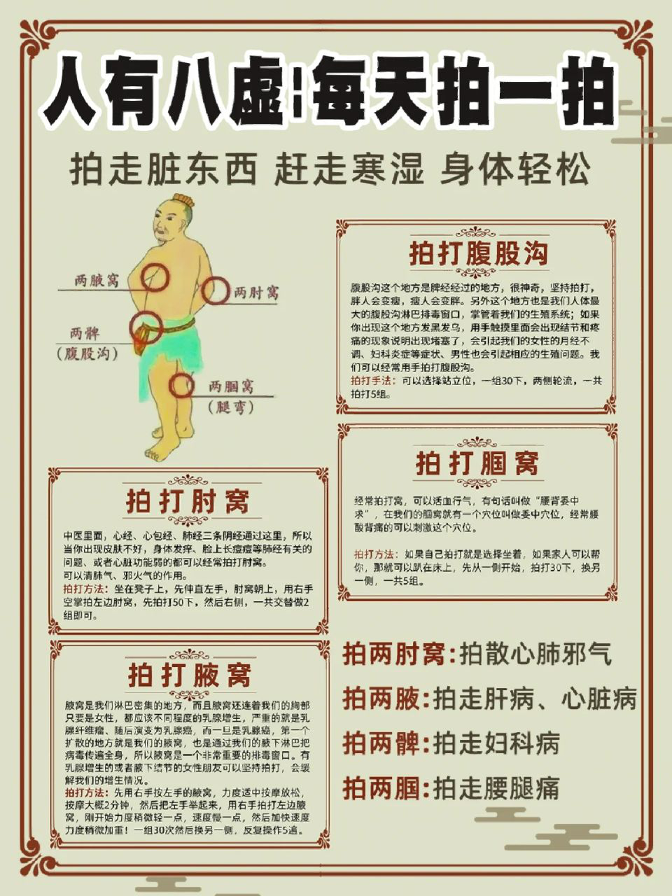 人有八虚,每天拍一拍,赶走寒湿,浑身轻松!