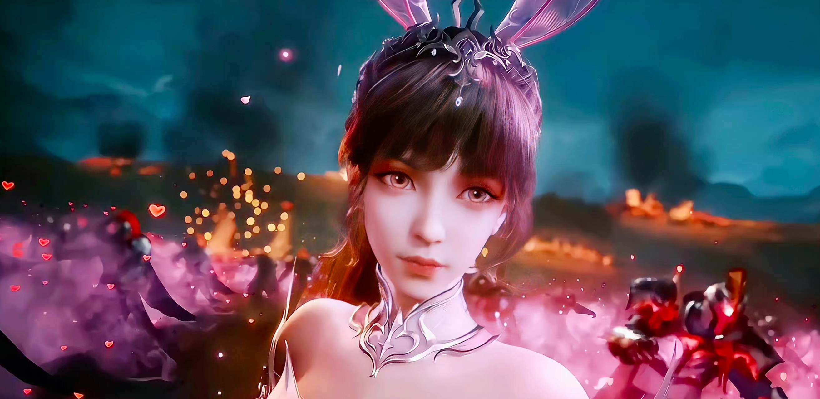 小舞的魅惑技能,配上这粉色的兔耳朵.