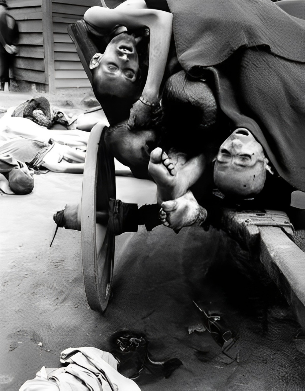 历史老照片:这张照片拍摄于1945年,奥斯维辛集中营解放后,等待处理