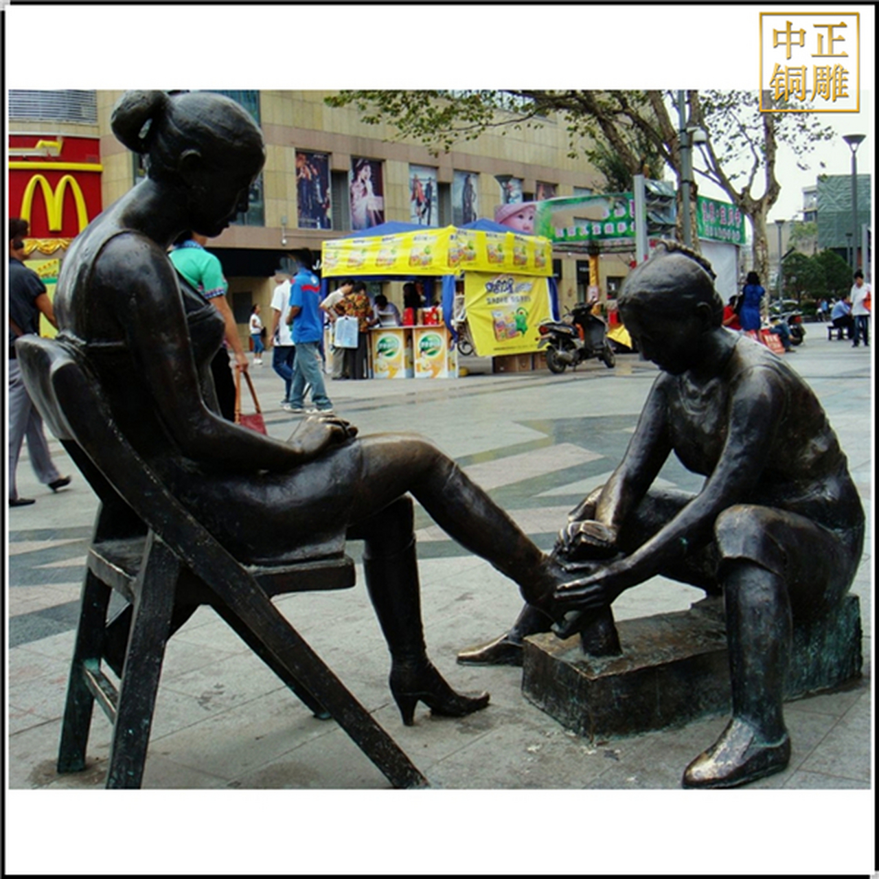 户外园林景观步行街雕塑 景区步行街铜雕塑 广场步行街雕塑定制 步行