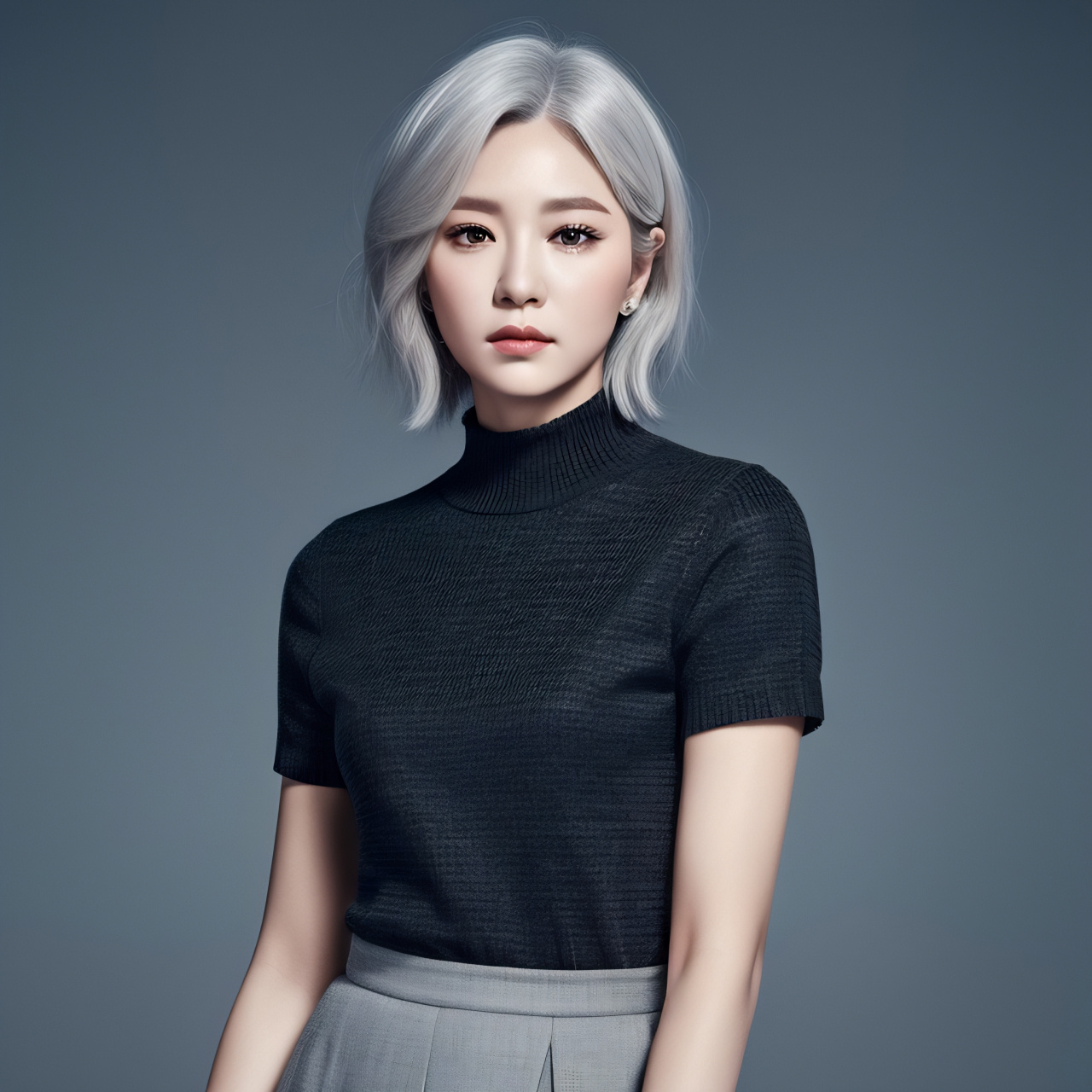 ai# 创作的银发美女,已经很接近真人了,像明星写真