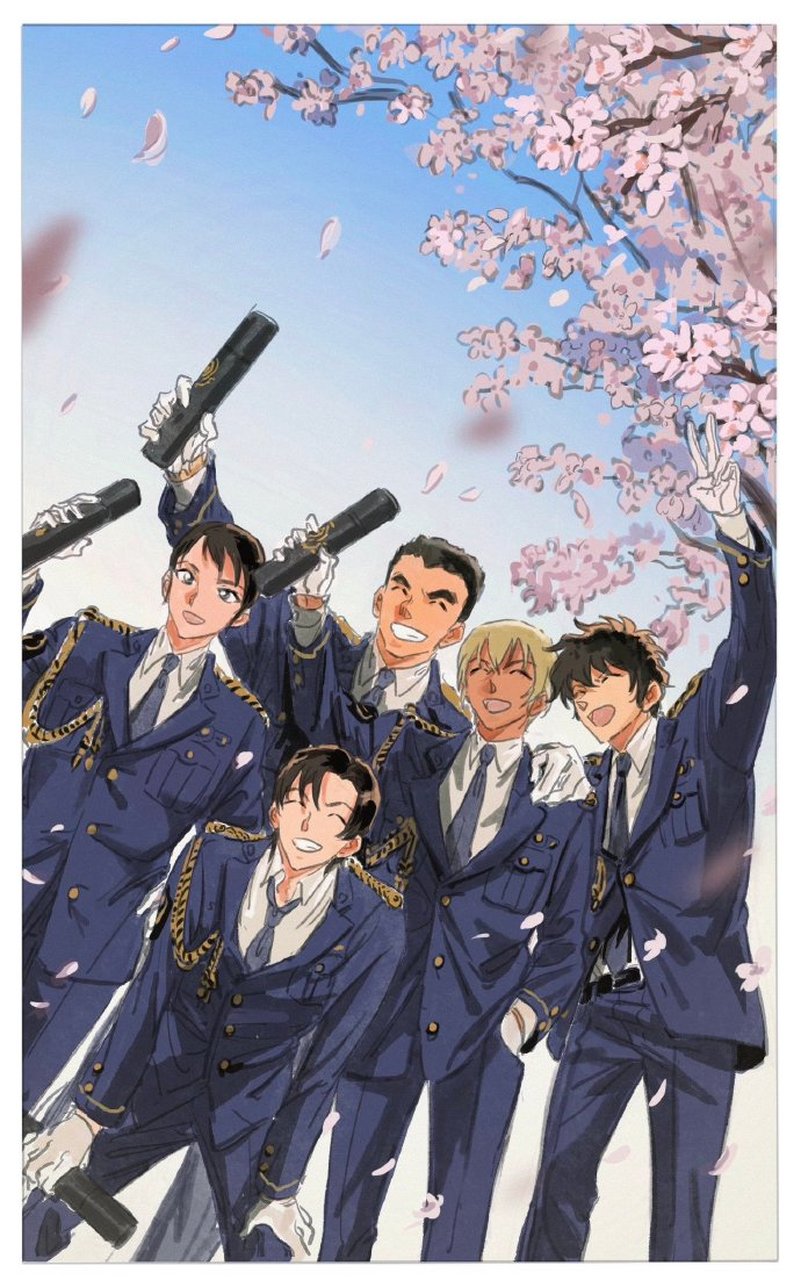 警校五人组樱花图片