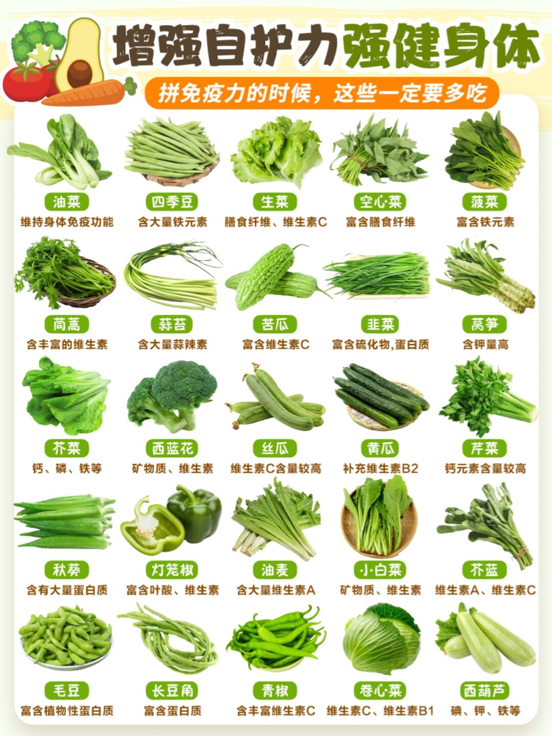 欢度假期的同时,大家也别彻底躺平哦  — 小知识【绿色蔬菜的颜色越深