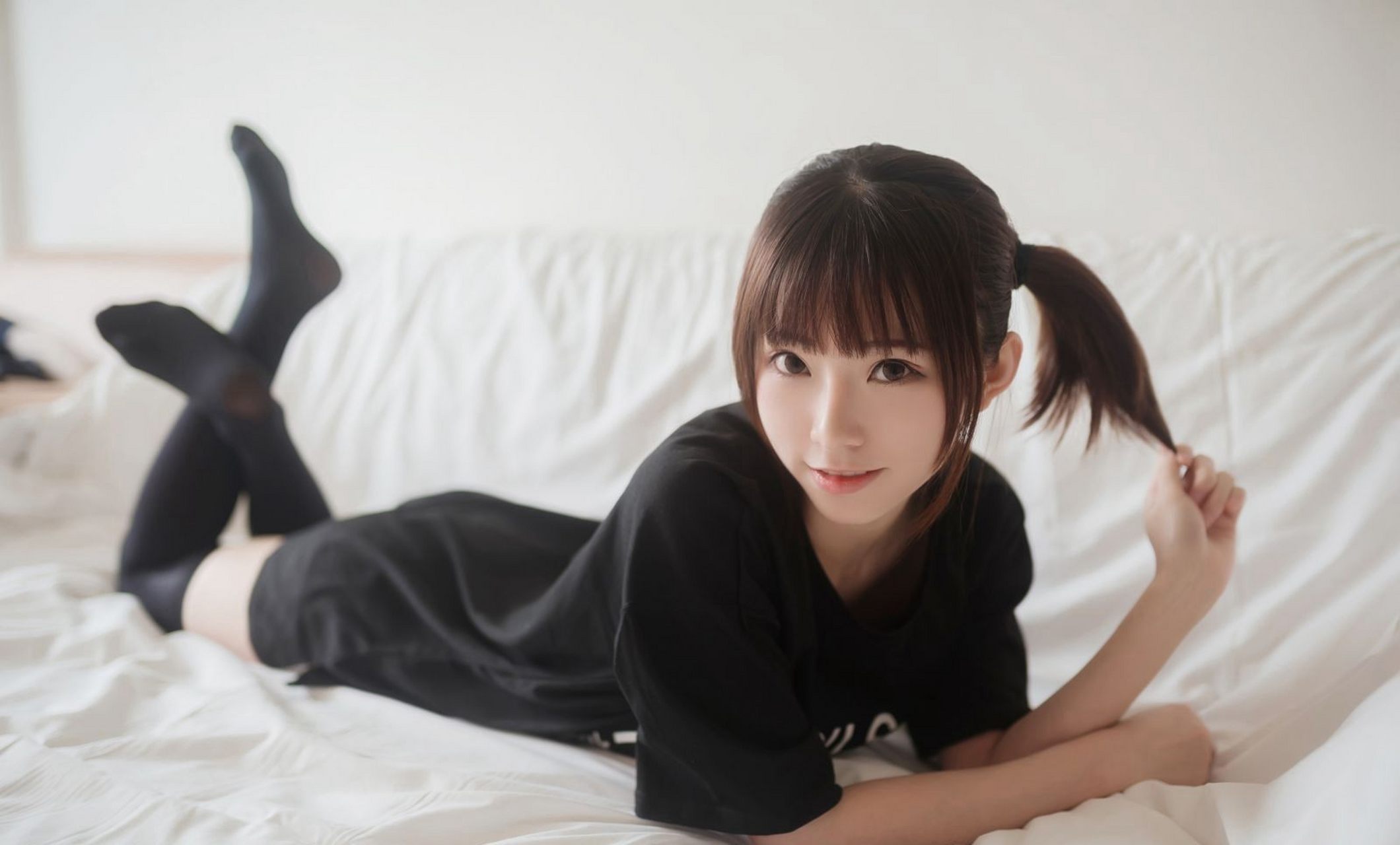 jk制服美女黑色过膝袜高清私拍