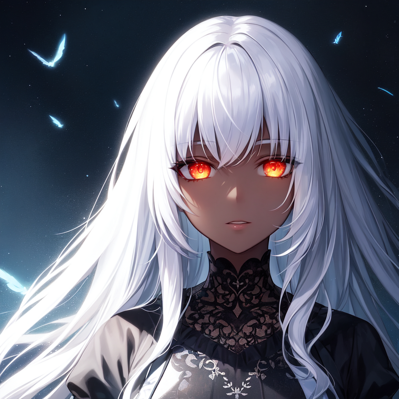 ai绘画# 白发黑皮,绝妙的设定.