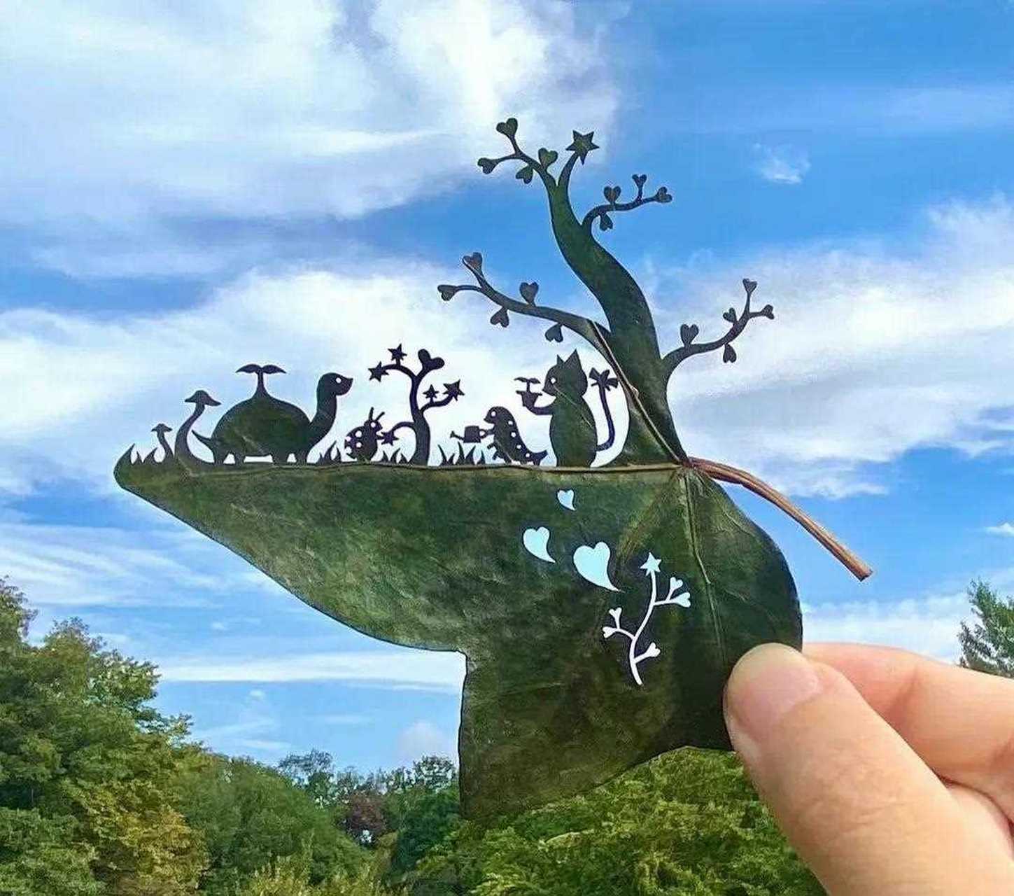 一叶一世界,令人惊叹的树叶雕刻[浪] ————