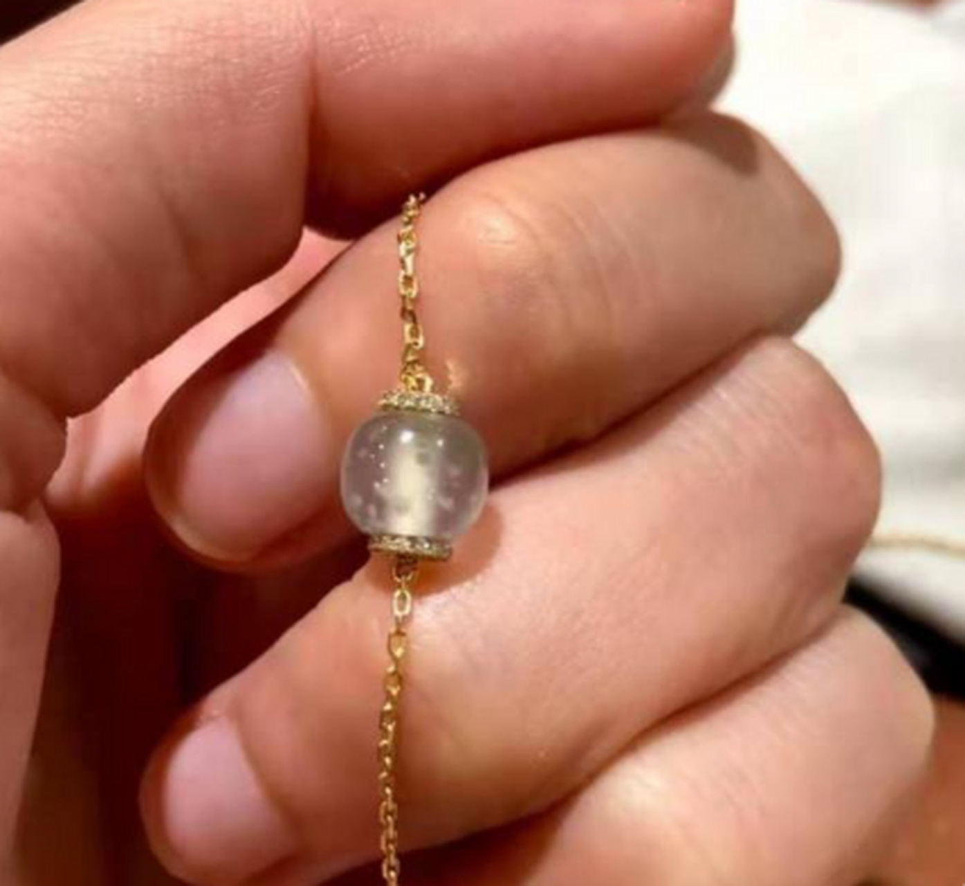 翡翠吊坠# 玻璃种翡翠转运珠项链是江西的于小姐在我这定制设计的