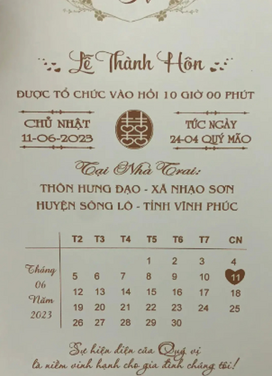 越南的结婚请帖!以前是全中文的,现在只剩下农历和囍字了!