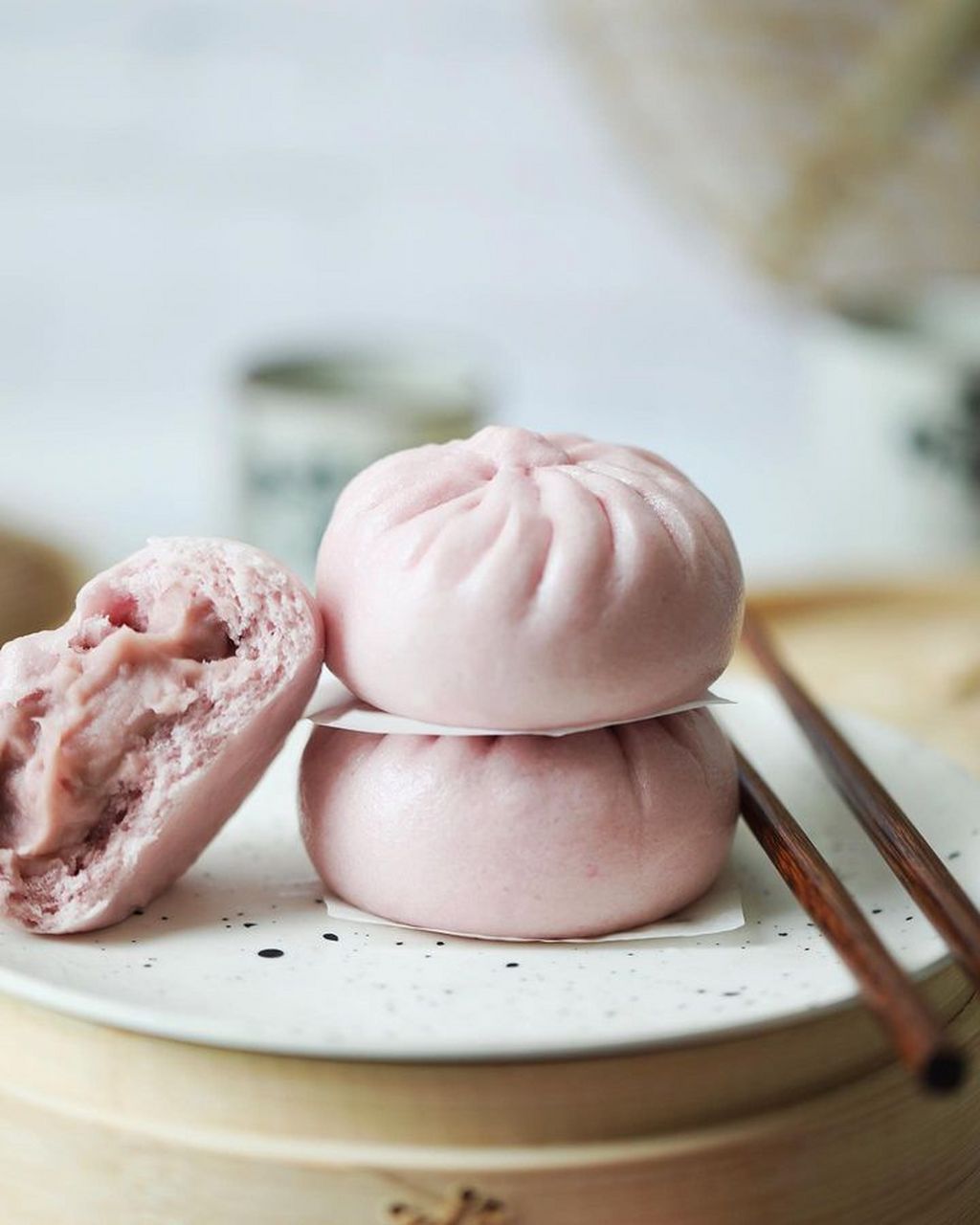 67芋泥包子,淡淡紫粉色的包子好像也不错 #包子# #包包子#  #美食