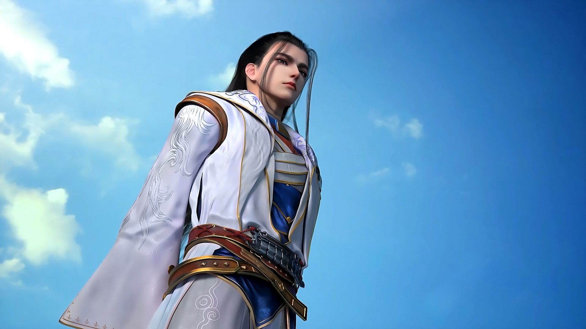 国漫男神|《神澜奇域无双珠》蓝歌与法铧4k高清壁纸:两人分别来自法域