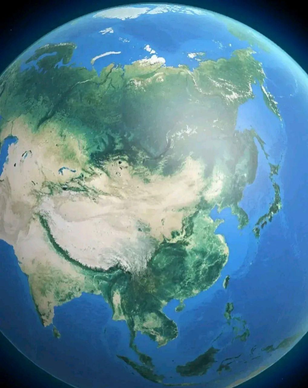 从太空看地球.甚至可以明显看到"清朝的疆域边界".