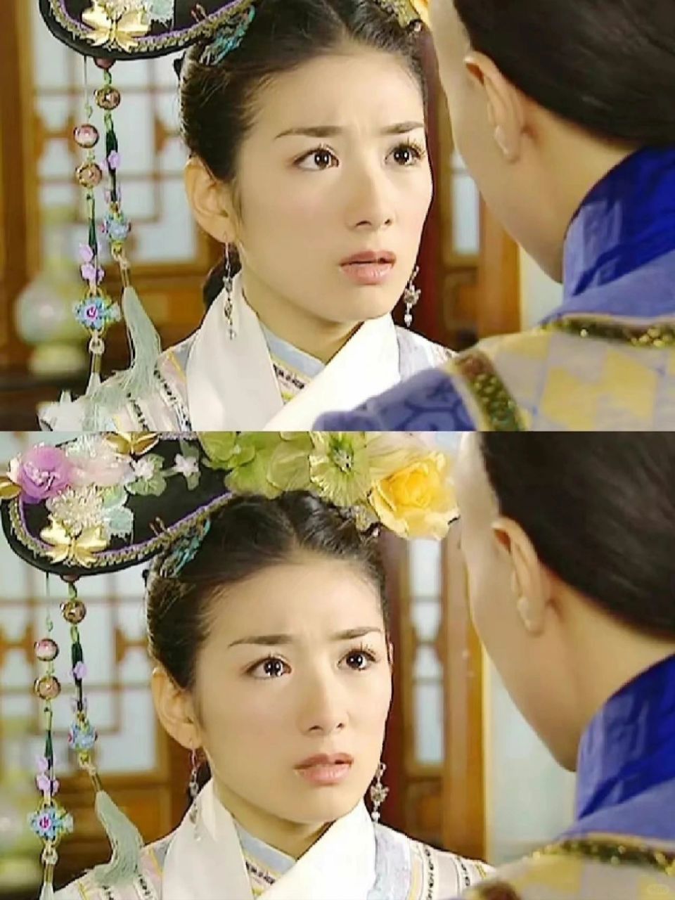 新造型旗头小燕子  为什么还珠3里面小燕子的旗头有时候只有一边有红