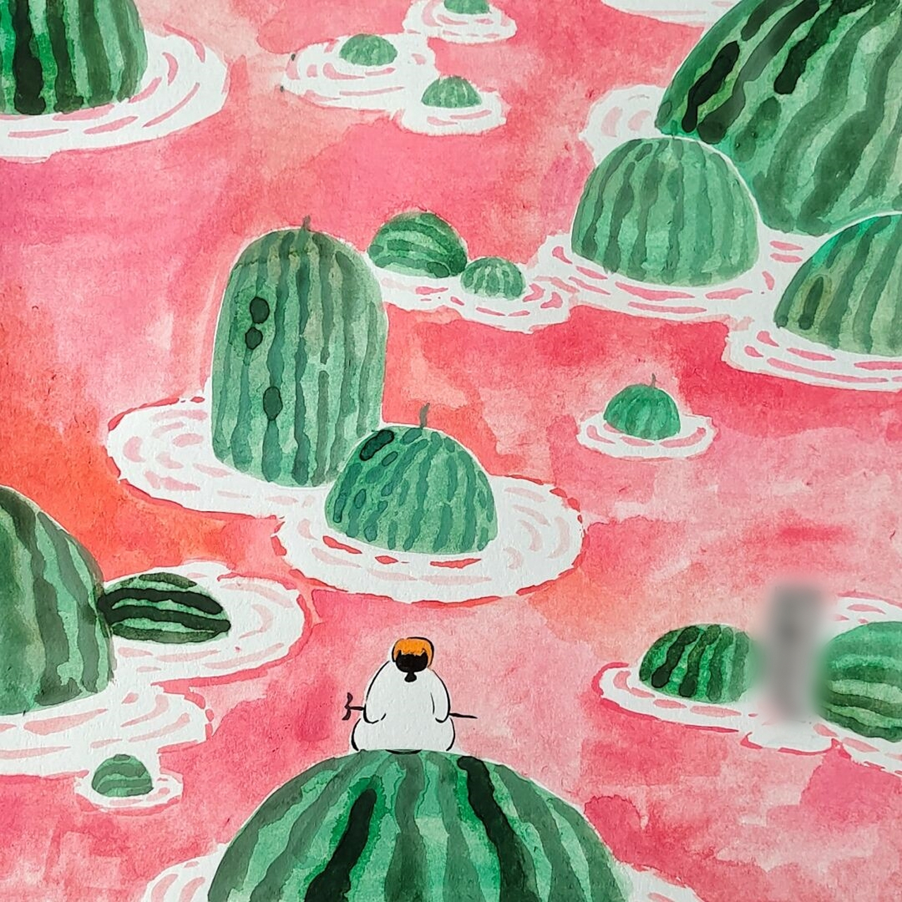 夏天的西瓜梦  让我们追随鱼山的引导,畅游于西瓜所象征的山水意境之