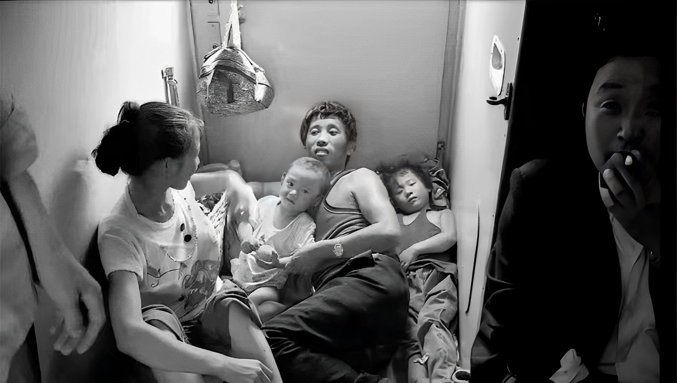 图为80年代春运期间,很多人挤不上火车,上火车就算是有票也得挤着,很