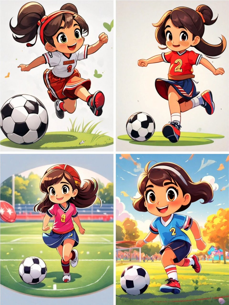 绘画素材 踢足球女孩  漫画人物,儿童画人物,动漫人物临摹图片分享