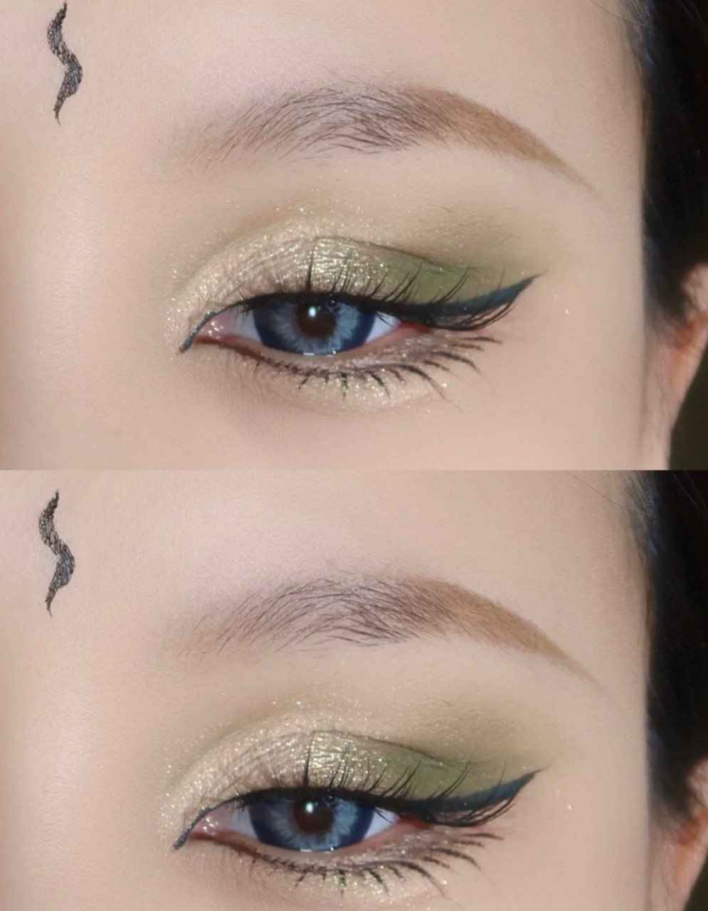 青蛇灵感绿色系妆容,媚眼如丝勾魂夺魄 这个绿色系妆容灵感来源于经典