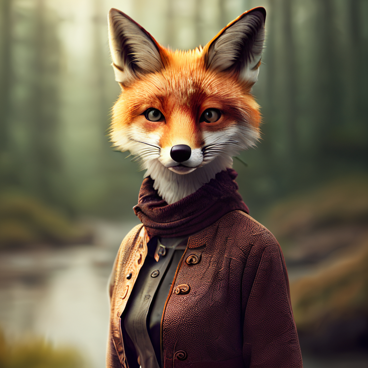 百度ai绘图黑科技#可爱的拟人女狐狸世纪的衣服,现实的肖像,精细辖谮