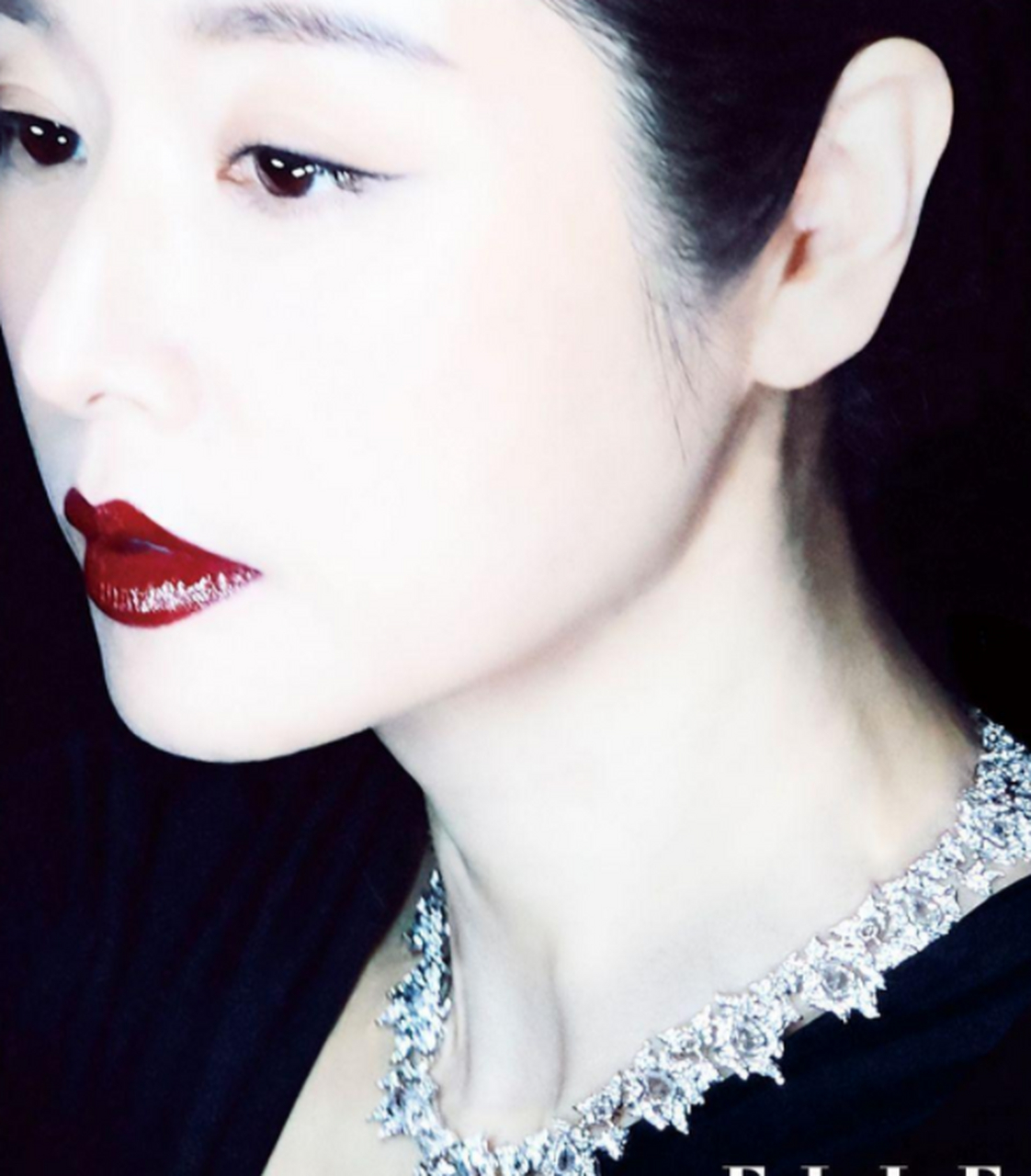 林心如 elle最新时尚大片,复古明艳,妖艳红唇,又性感又酷又飒