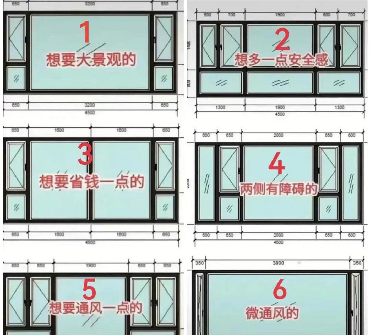 1717关于阳台窗户选哪种…2,3,5纠结中 个人觉得: 第一种美观也