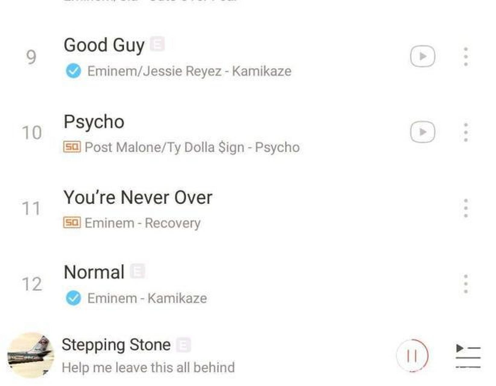歌名旁边的"e"俗称脏标,全称"explicit",一般出现在唱片封面上,出现