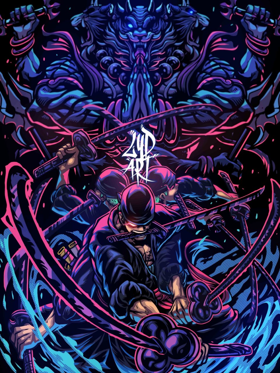 推特画师mclo绘制的三刀流索隆,真的太帅了!