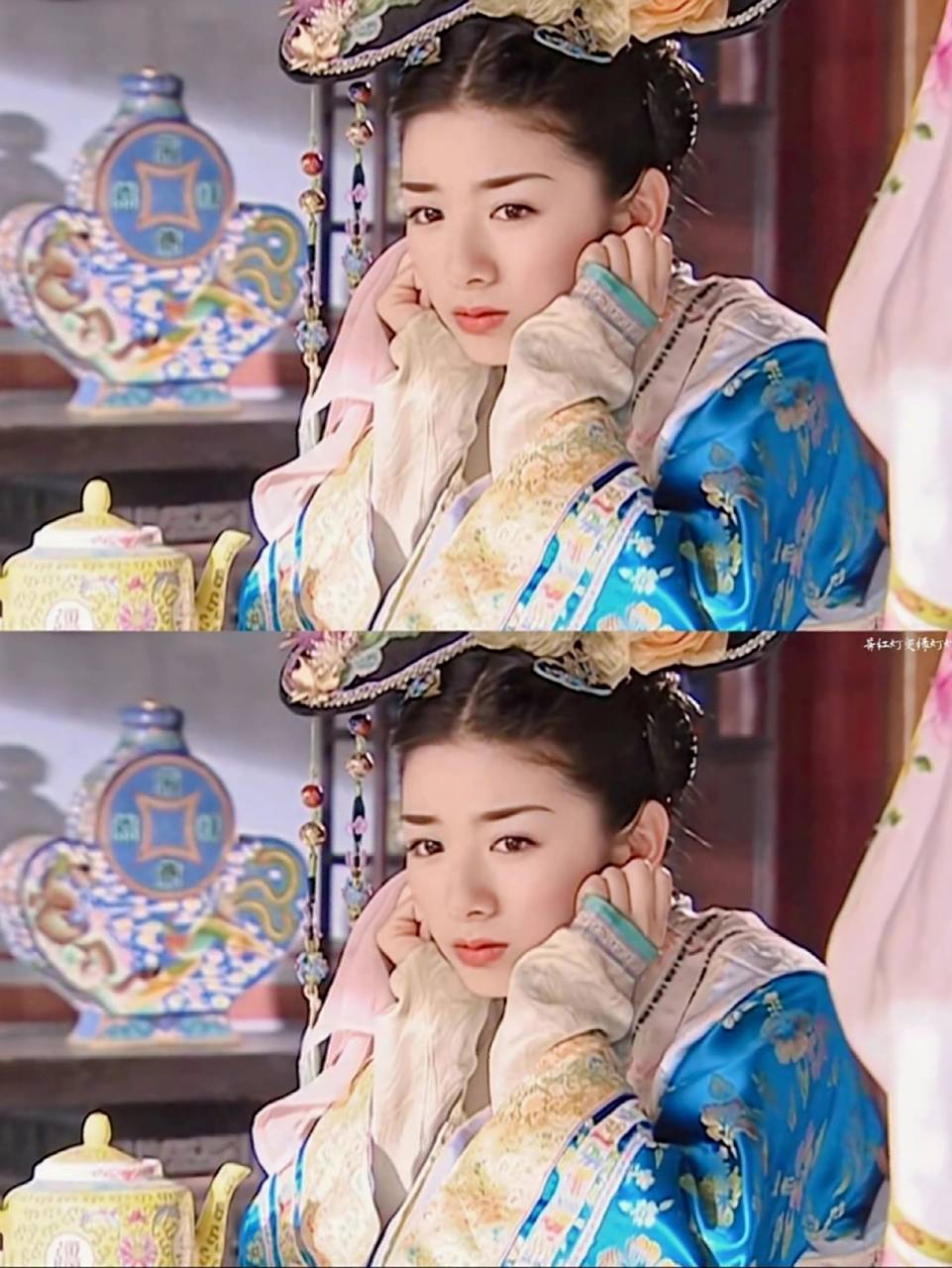 新造型旗头小燕子  为什么还珠3里面小燕子的旗头有时候只有一边有红