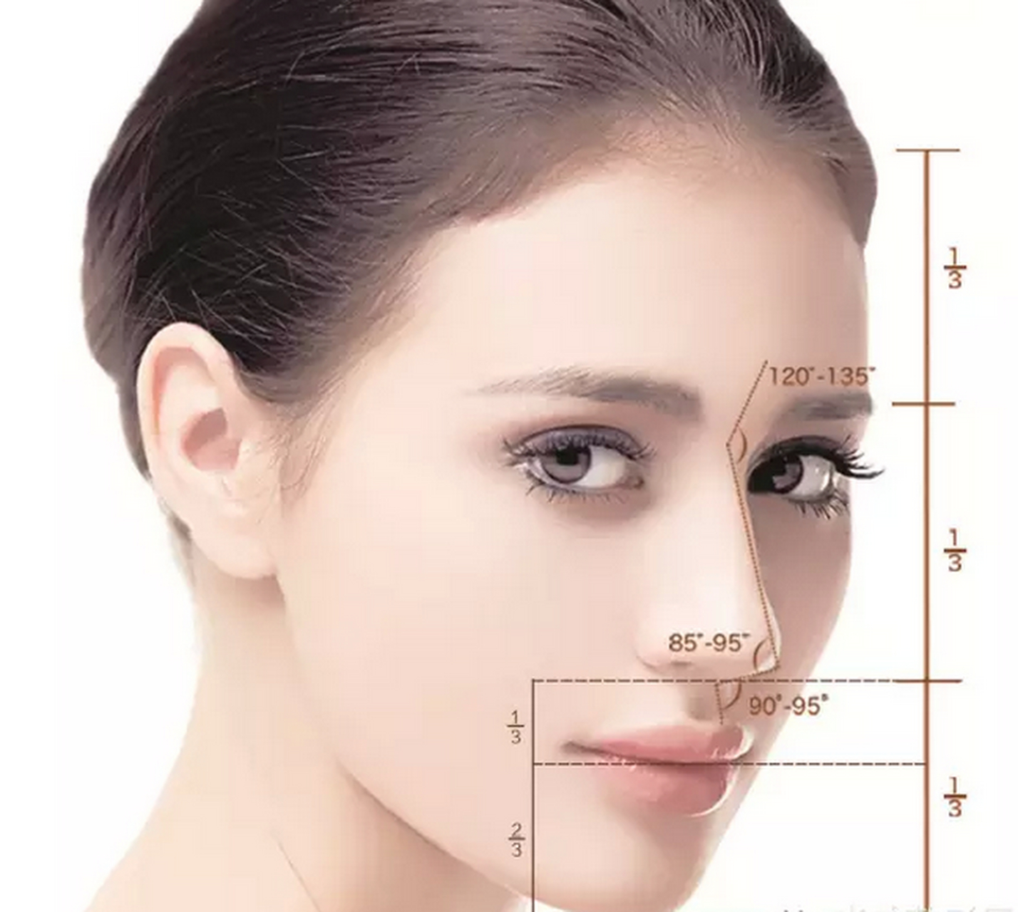 不完美的鼻型有鼻梁塌,山根低,朝天鼻,驼峰鼻,鼻翼肥大等.