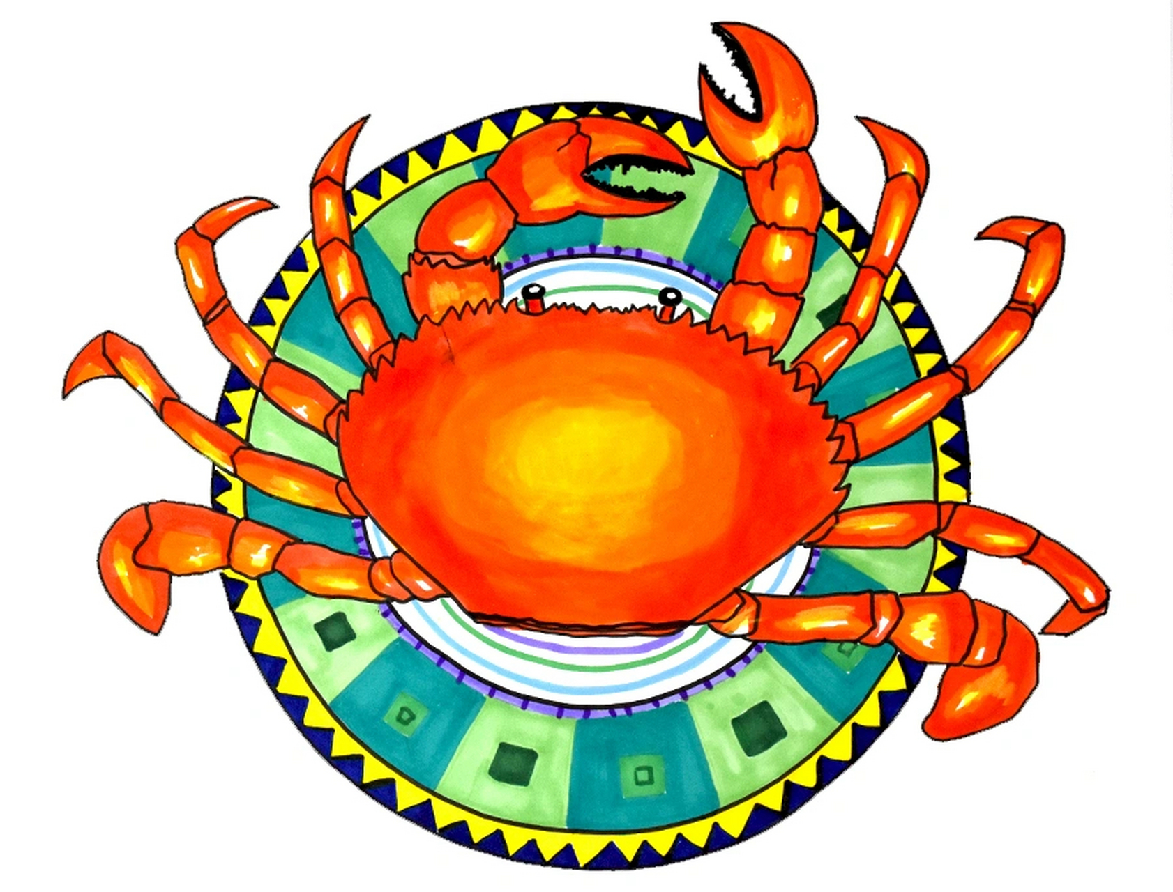 儿童画教程|秋风起,螃蟹肥教学重难点 1.