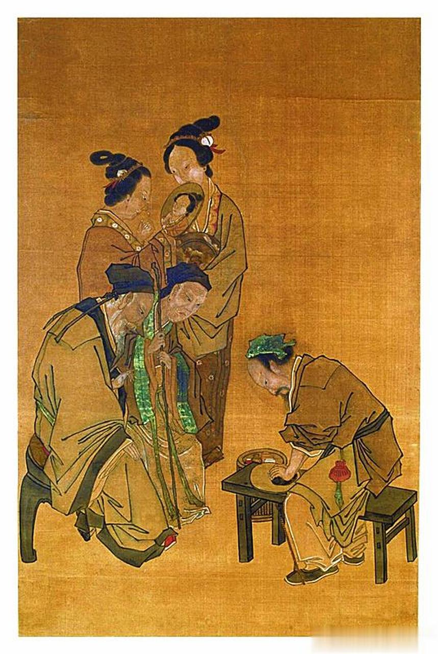 磨镜图|明代.杜堇