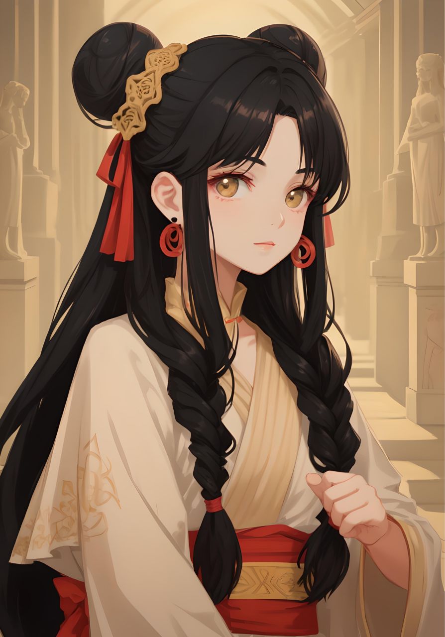 红妆佳人舞翩翩,#二次元##古风##古风美女##山水画##古风插画##图片