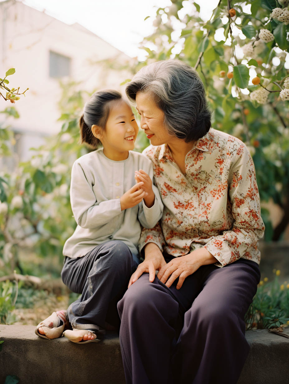的图片老人和孩子温馨图片分享快乐图片大全依偎在母亲身边老年女性