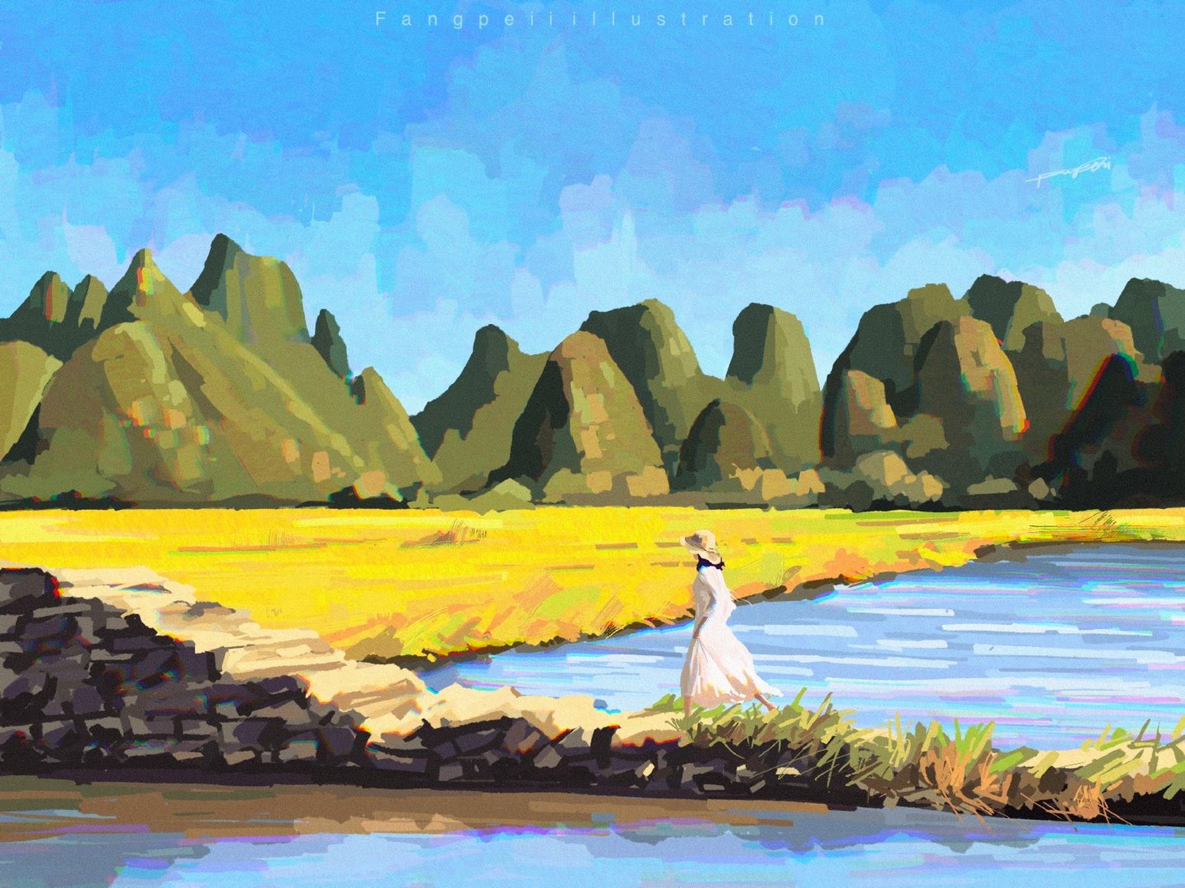 来自插画师 fangpeii 笔下的四季风景 #美术# #美术生# #美术作品