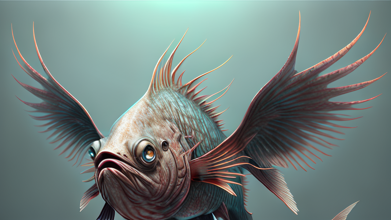 传说有一种鱼,长相奇特,形态酷似鲤鱼,却长着鸟的翅膀,在四海之中游弋