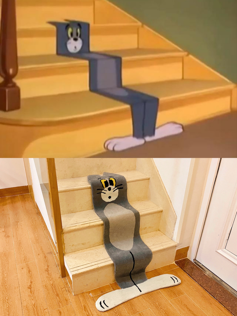 原来动画片是真的 | 猫和老鼠名场面[照相机] 被压扁的汤姆猫地毯