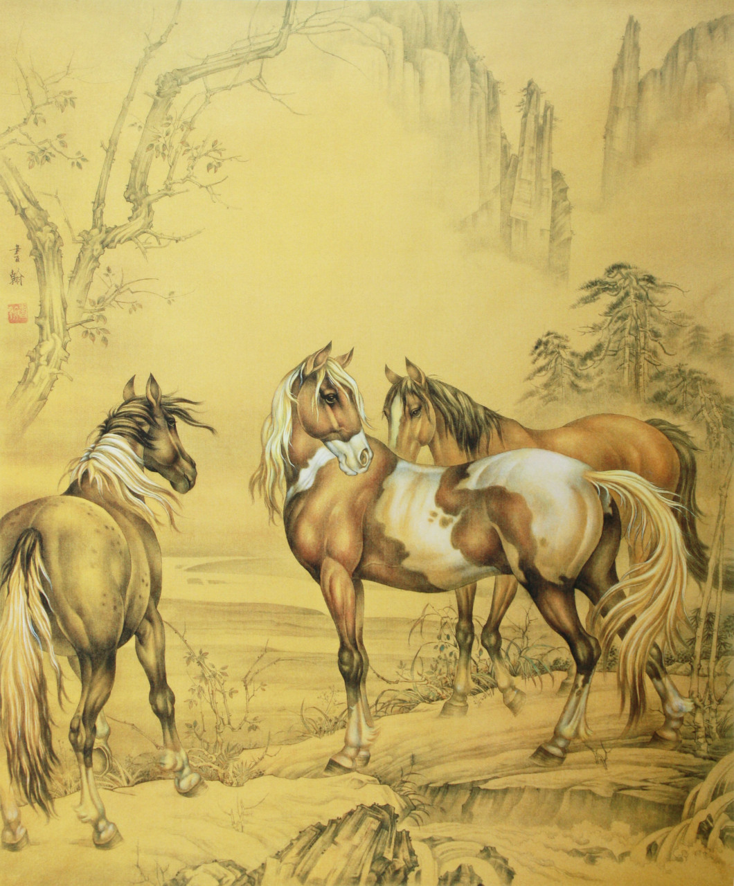 高清:田书翰工笔马##画画# #画# #工笔画