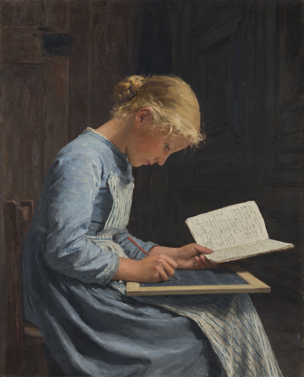 《勤奋》(diligent)是瑞士画家阿尔贝特·安克尔(albert anker)于1886