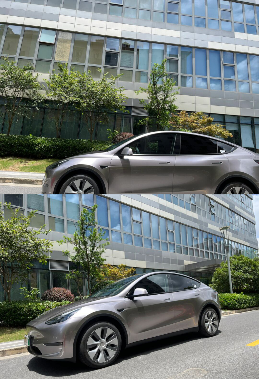 特斯拉model y77tup改色车衣液态金属银  特斯拉model y77tup改色