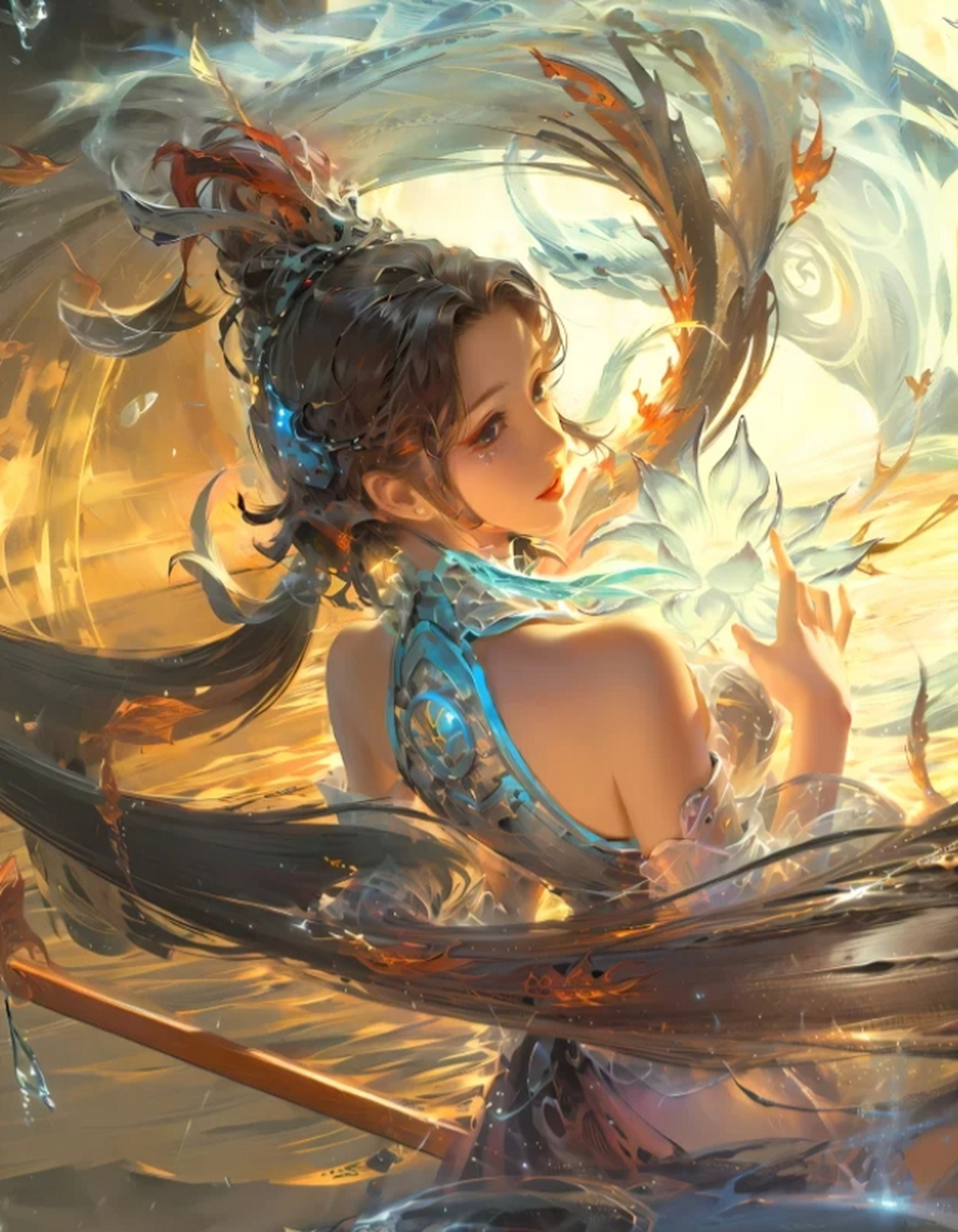 王者荣耀的大乔白鹤梁皮肤,黑发造型真的美到我了!