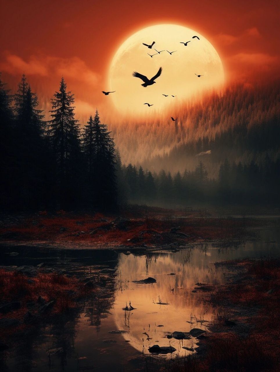 我想把我喜欢的立刻分享给你  其实内心还是很忐忑的,这组红月亮画面