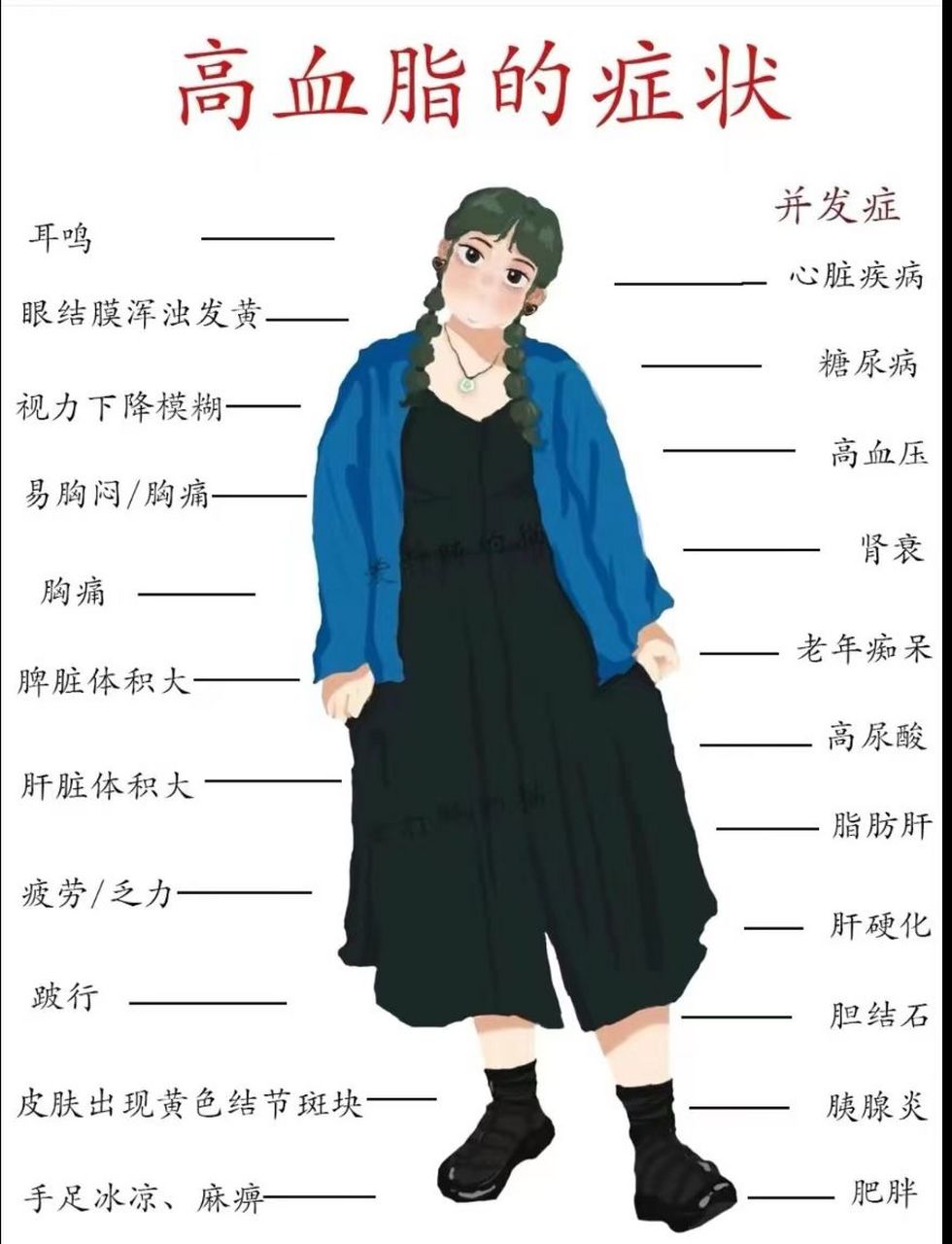 一张图带你了解高血脂的症状以及合并症,并发症!