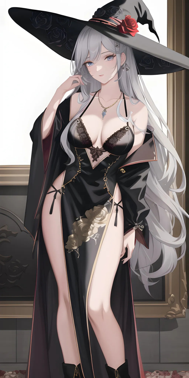 动漫壁纸##ai绘画#,带着大巫女帽的魔女,喜欢的就下载成为你的手机
