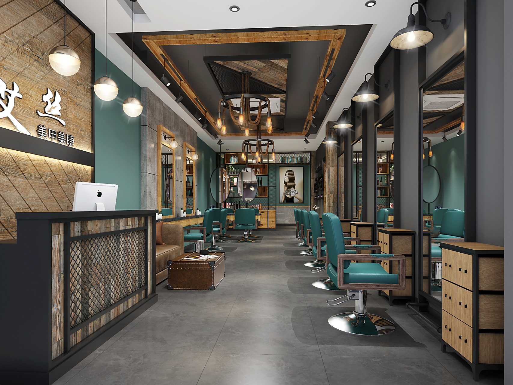 理发店装修效果图分享~#南京装修公司# #理发店