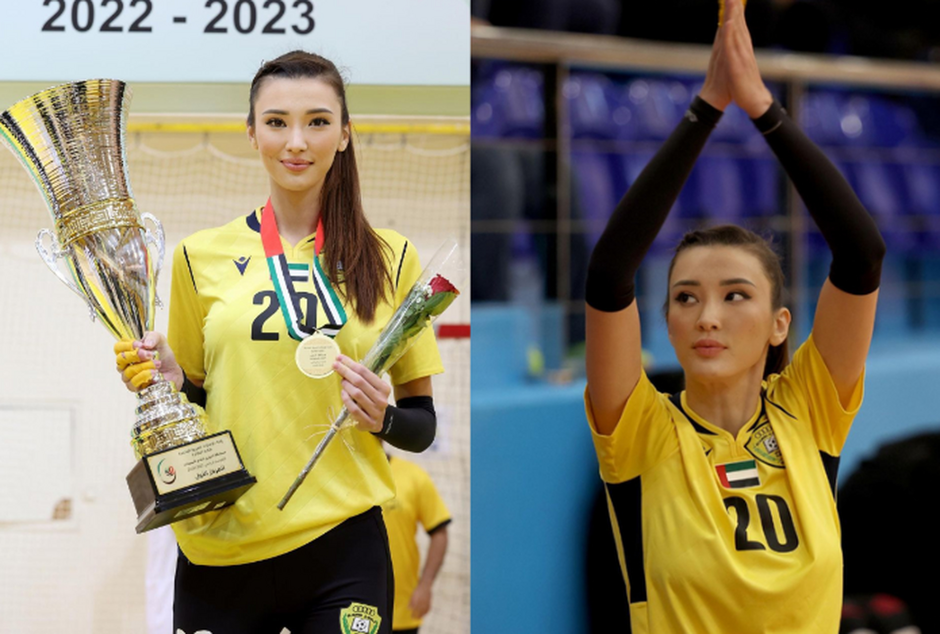 哈萨克国家队排球女神莎宾娜,身高182cm,再加上洋娃娃般精致的脸蛋,曾