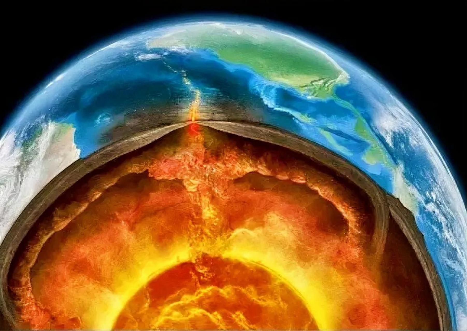 地球地幔的绝大部分由固体岩石组成,而不是岩浆.