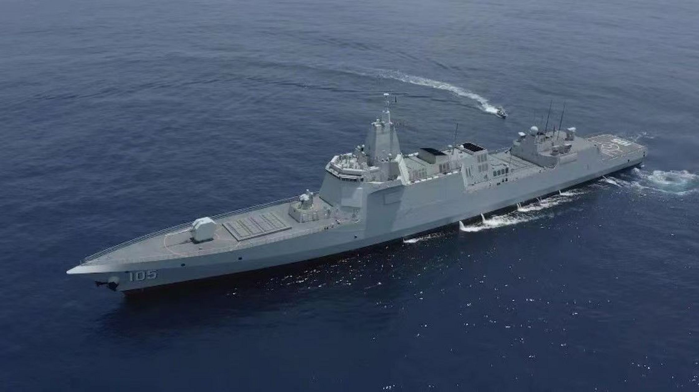 换个角度看万吨大驱】  大连舰(舷号105)为055驱逐舰三号舰,由大连