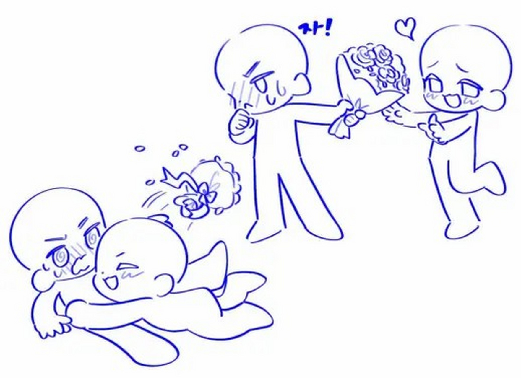 绘画素材# q版人物,情侣动态模板素材,练习干货收藏!